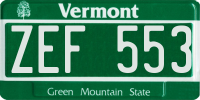 VT license plate ZEF553