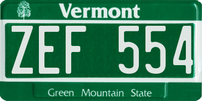 VT license plate ZEF554