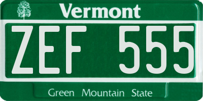VT license plate ZEF555