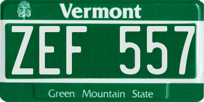 VT license plate ZEF557
