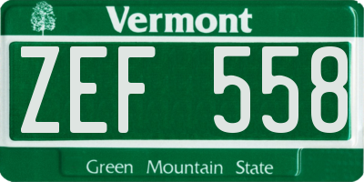 VT license plate ZEF558