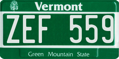VT license plate ZEF559