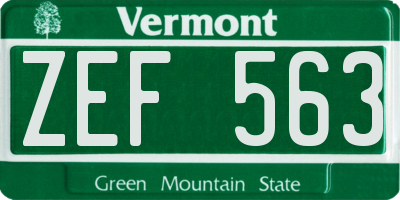 VT license plate ZEF563