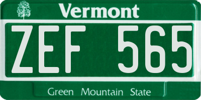 VT license plate ZEF565