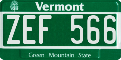 VT license plate ZEF566