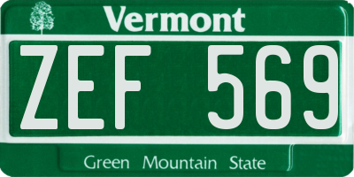 VT license plate ZEF569