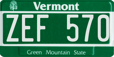 VT license plate ZEF570