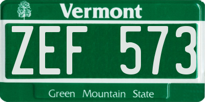 VT license plate ZEF573