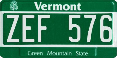 VT license plate ZEF576