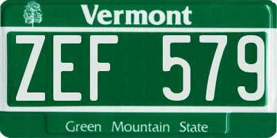 VT license plate ZEF579