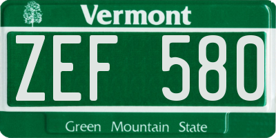 VT license plate ZEF580
