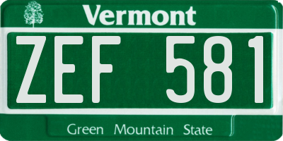 VT license plate ZEF581
