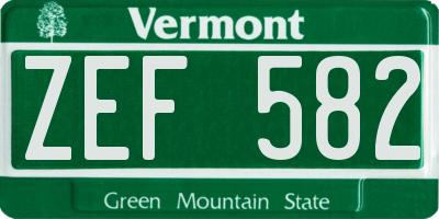 VT license plate ZEF582