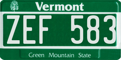 VT license plate ZEF583