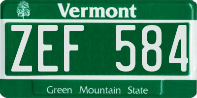 VT license plate ZEF584