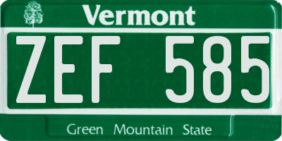 VT license plate ZEF585