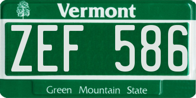 VT license plate ZEF586