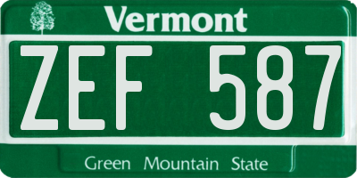 VT license plate ZEF587