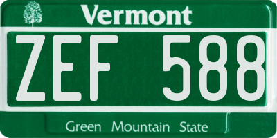 VT license plate ZEF588