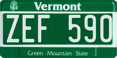VT license plate ZEF590
