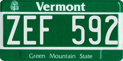 VT license plate ZEF592