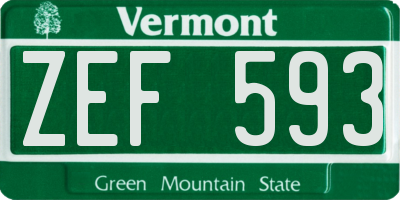 VT license plate ZEF593
