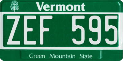 VT license plate ZEF595