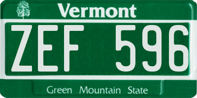 VT license plate ZEF596