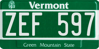 VT license plate ZEF597