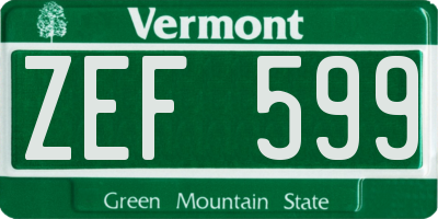 VT license plate ZEF599