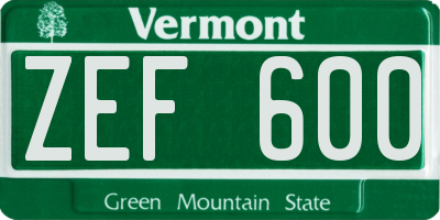 VT license plate ZEF600