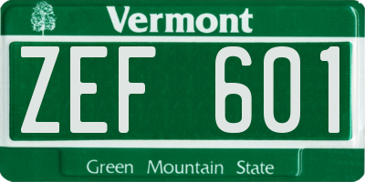 VT license plate ZEF601