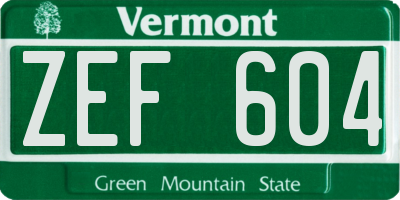 VT license plate ZEF604