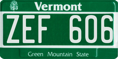 VT license plate ZEF606