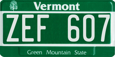 VT license plate ZEF607