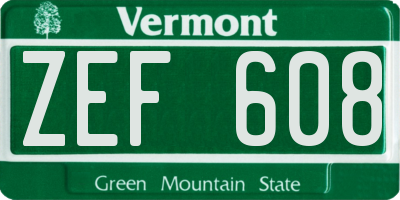 VT license plate ZEF608