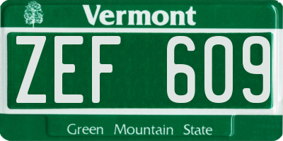 VT license plate ZEF609