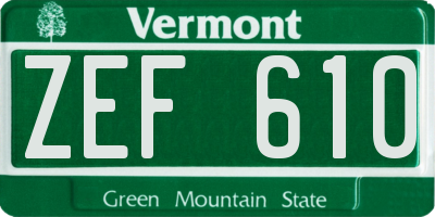 VT license plate ZEF610