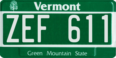 VT license plate ZEF611