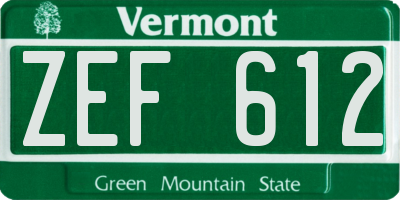 VT license plate ZEF612