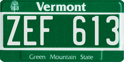 VT license plate ZEF613