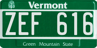 VT license plate ZEF616