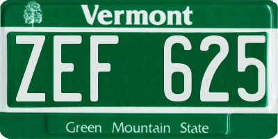 VT license plate ZEF625