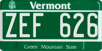 VT license plate ZEF626