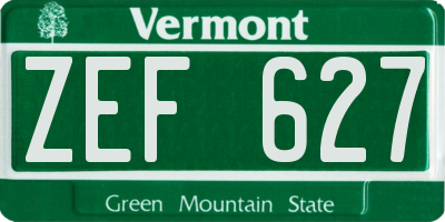 VT license plate ZEF627