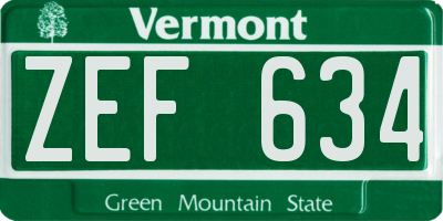 VT license plate ZEF634