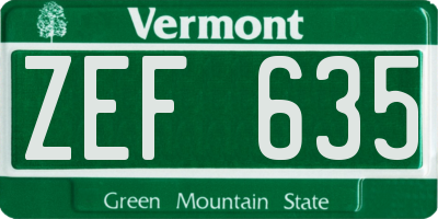 VT license plate ZEF635