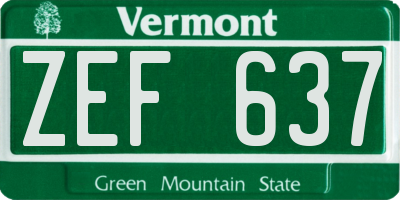 VT license plate ZEF637