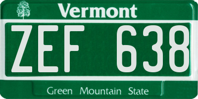 VT license plate ZEF638