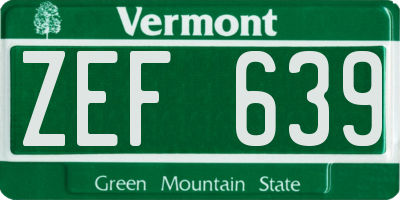VT license plate ZEF639